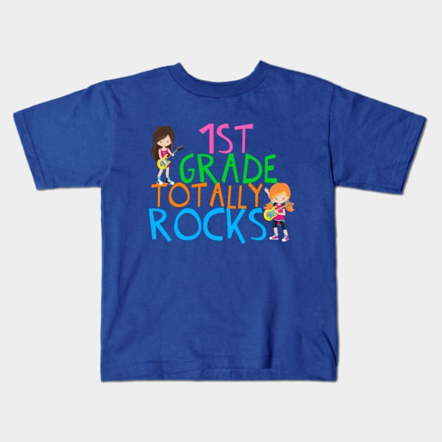 1st Grade Girls Rock Kids T-Shirt by epiclovedesigns